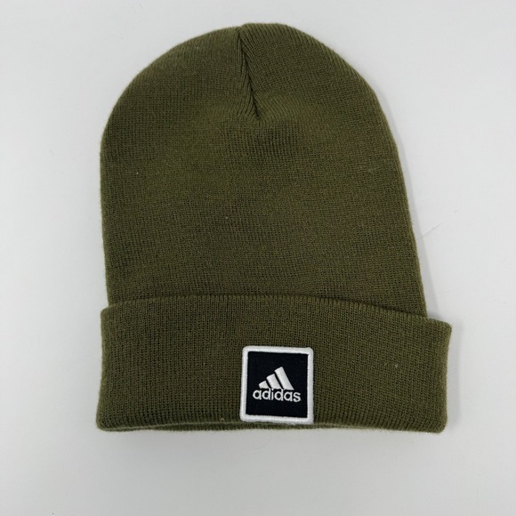 adidas Other - Adidas Beanie Hat Olive Green Cuffed‎ Knit Winter Ski Cap One Size